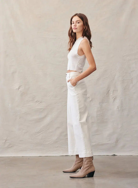 Saige Wide Leg Crop - White