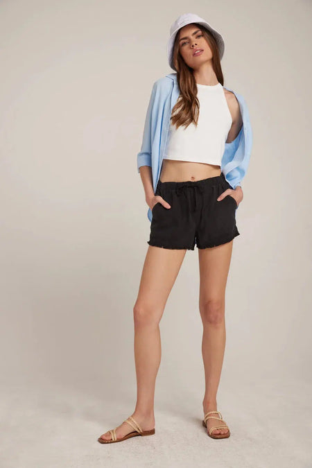 Cindy Crop Exposed Fly Button Fly - Say Anything Distressed