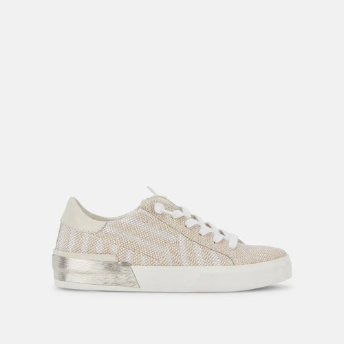 Zina Sneakers - White Stripe Raffia