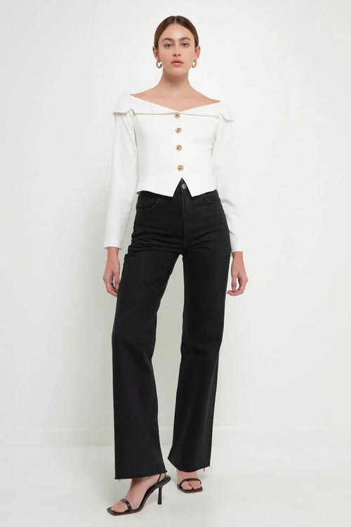 Aria Off The Shoulder Blazer Top - Ivory