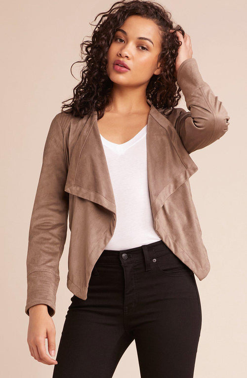 Big City Nights Drape Front Jacket- Walnut