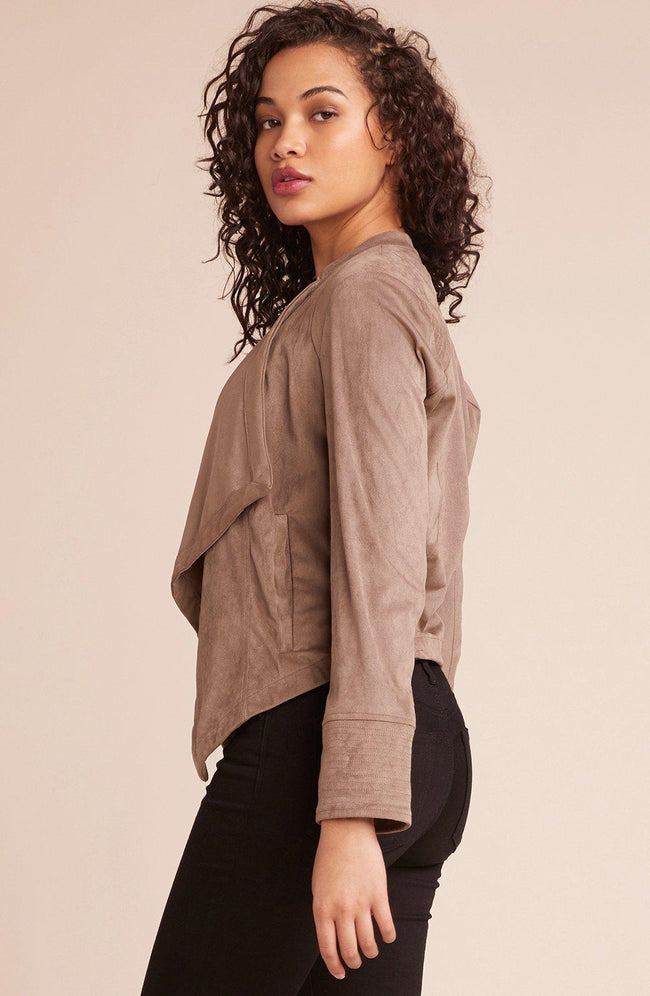 Big City Nights Drape Front Jacket- Walnut