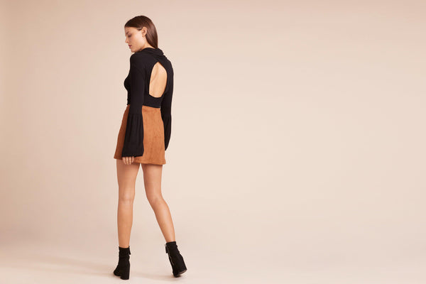 Can't Buy Me Love Front Snap Skirt- Camel