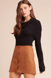 Can't Buy Me Love Front Snap Skirt- Camel