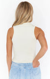 Charlie Zip Top - Cream Rib Knit