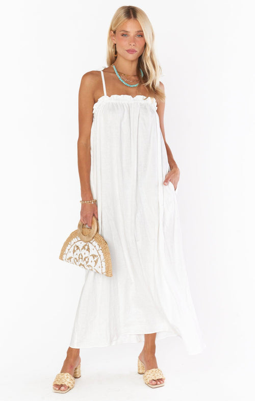 Angel Maxi Dress - White Linen