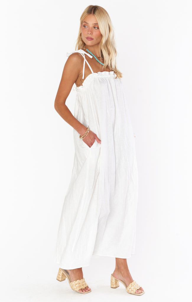 Angel Maxi Dress - White Linen