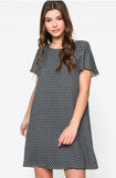 Printed Lace-up Shift Dress