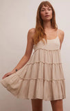 Carina Gingham Mini Dress - Adobe White