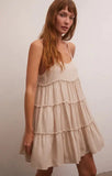Carina Gingham Mini Dress - Adobe White