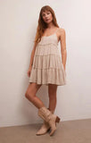 Carina Gingham Mini Dress - Adobe White