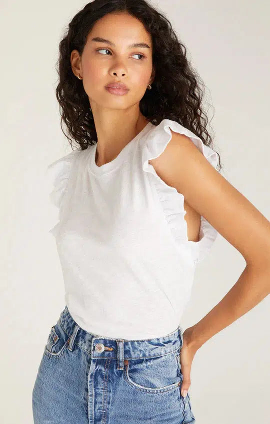 Dakota Ruffled Tank - White