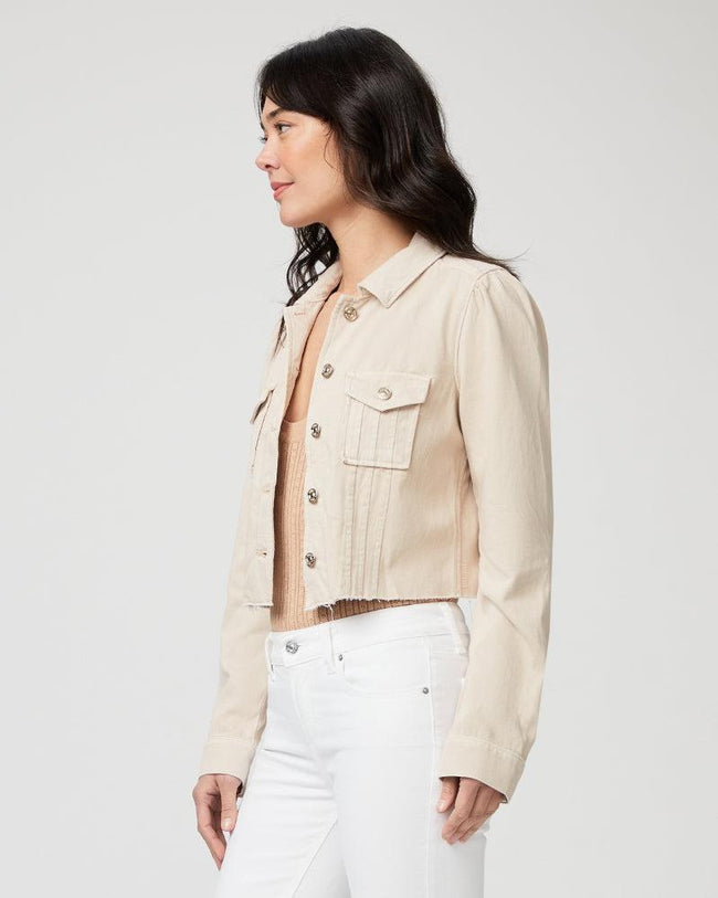 Pacey Cropped Denim Jacket - Soft Beige