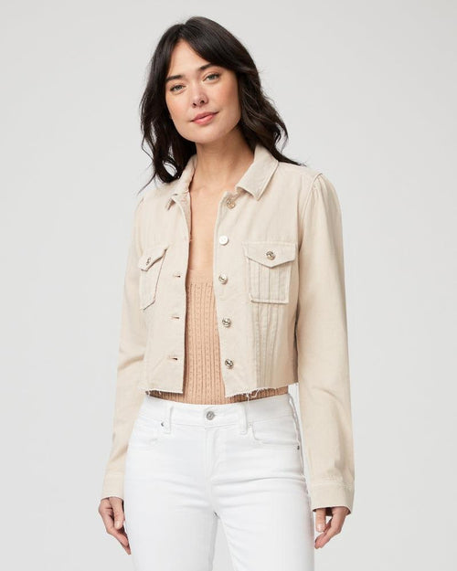 Pacey Cropped Denim Jacket - Soft Beige