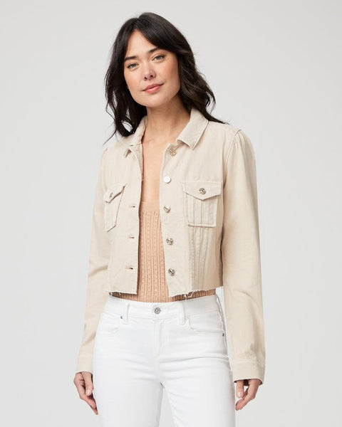 Pacey Cropped Denim Jacket - Soft Beige