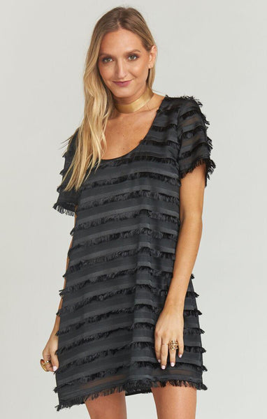 Party Fringe Black Demi Dress