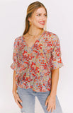 Multi Floral V-Neck Top