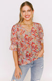 Multi Floral V-Neck Top