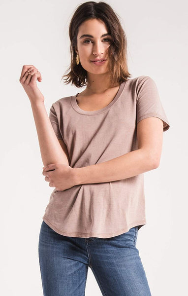 The Scoop Neck Tee - Taupe Grey