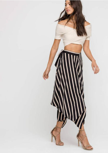 Striped Asymmetrical Skirt